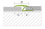 Zeichnung von PROTRANS Übergangsprofil Aluminium 29mm eloxiert Champagne Stauchfunktion 100cm - Proline