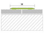 Zeichnung von PROTRANS Übergangsprofil Aluminium 38mm eloxiert Silber selbstklebend 100cm - Proline