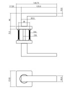 Skizze PROGRIFF Türgriff Quadros VII Zamak weiß matt quadratische Rosette