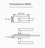 Zeichnung von SlimLine Schwarz für einflügelige Glastüren - Erkelenz