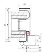 Technische Zeichnung Stahl-Umfassungszarge als Blockprofil Typ 3 für Ständerwerk – BOS