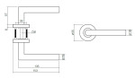 Technische Zeichnung von T-Form Edelstahl matt Rundrosetten Garnitur - ProGriff