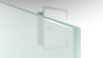Detailansicht vollflächig SoftWeiß-mattiertes Weißglas von Vollflächige Mattierung Glastür Kompakt inkl. Beschlagset Basic Alpha 2.0 - Erkelenz 