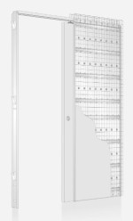 Zeichnung von Unico EF Schiebetürsystem für einflügelige Ganzglastüren in Massivbau