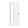 Frontansicht von GARANT Feuchtraum-Schiebetür D354-60 Designer White Resopal mit Lichtausschnitt LA-4 bandseitig