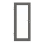 Frontansicht von HÖRMANN Innentür Groove 16 Staubgrau RAL 7037 Lack DesignLine mit Lichtausschnitt LA 27