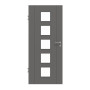 Frontansicht von HÖRMANN Innentür Groove 16 Staubgrau RAL 7037 Lack DesignLine mit Lichtausschnitt LA 5