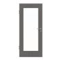 Frontansicht von HÖRMANN Innentür Groove 23 Staubgrau RAL 7037 Lack DesignLine mit Lichtausschnitt LA 8