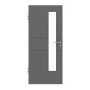 Frontansicht von HÖRMANN Innentür Groove 29 Staubgrau RAL 7037 Lack DesignLine mit Lichtausschnitt LA 24 schlossseitig