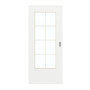 Frontansicht von GARANT Schiebetür D354-60 Designer White Resopal mit Lichtausschnitt LA-DIN Sprosse SP1