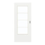 Frontansicht von GARANT Schiebetür D354-60 Designer White Resopal mit Lichtausschnitt LA-DIN Sprosse SP10