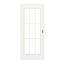 Frontansicht von GARANT Schiebetür D354-60 Designer White Resopal mit Lichtausschnitt LA-2 Sprosse SP2