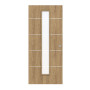 Frontansicht von CLASSEN Schiebetür 4.11 Hickory Eiche CPL mit Lichtausschnitt