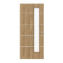 Frontansicht von CLASSEN Schiebetür 4.12 Hickory Eiche CPL mit Lichtausschnitt