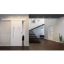 Front-Milieuansicht der vor der Wand laufenden Cofi 41 LA-02 Weißlack RAL 9016 Premium Schiebetür