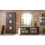 Detail-Milieuansicht von HÖRMANN Innentür Groove 23 Staubgrau RAL 7037 Lack DesignLine mit Lichtausschnitt LA 10