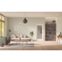 Front-Milieuansicht der in der Wand laufenden GARANT Schiebetür 0105-60 Pearl White CePaL mit Lichtausschnitt LA-2
