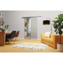 Wohnzimmer mit Selina Mattierung Schiebetür Ganzglas mit Motiv matt - Erkelenz