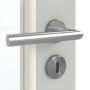 Detailansicht der Oberfläche von GARANT Zimmertür D92-60 Dove Grey Resopal mit Lichtausschnitt LA-3 Sprosse SP4