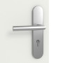 Detailansicht der Oberfläche von CLASSEN Wohnungseingangstür-Set Weiß RAL 9003 CPL 4.1 mit Stahl-Eckzarge und Beschlag