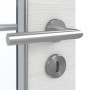 Detailansicht der Oberfläche von GARANT Feuchtraumtür Quer Authentic Grigio GCK08 mit Lichtausschnitt LA-4 schlossseitig