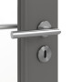 Detailansicht der Oberfläche von HÖRMANN Innentür Groove 16 Staubgrau RAL 7037 Lack DesignLine mit Lichtausschnitt LA 27