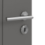 Detailansicht der Oberfläche von HÖRMANN Innentür Groove 20 Staubgrau RAL 7037 Lack DesignLine mit Lichtausschnitt LA 6 Raute