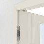 Detailansicht der Bänder von Innentür-Set Linea 02 LA-01 reverse Weißlack mit Zarge und Drücker
